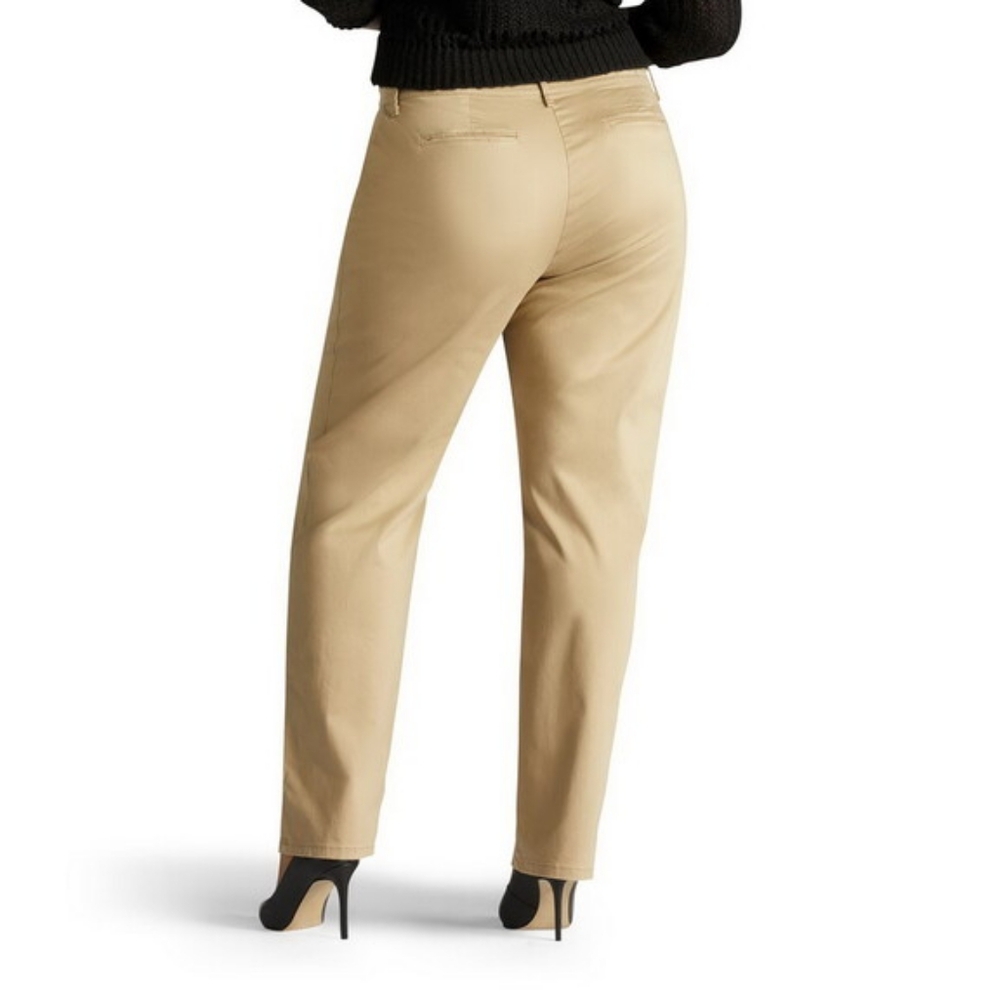 Lee Effortless Wash Wear Pants 20W LONG Flax Relaxed Fit Straight Leg Mid Rise - Picture 3 of 15